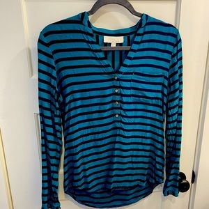 Olive & Oak Teal and Navy Stripped Blouse XS